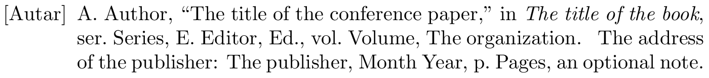 IEEEtranSA: example of a bibliography item for an inproceedings entry